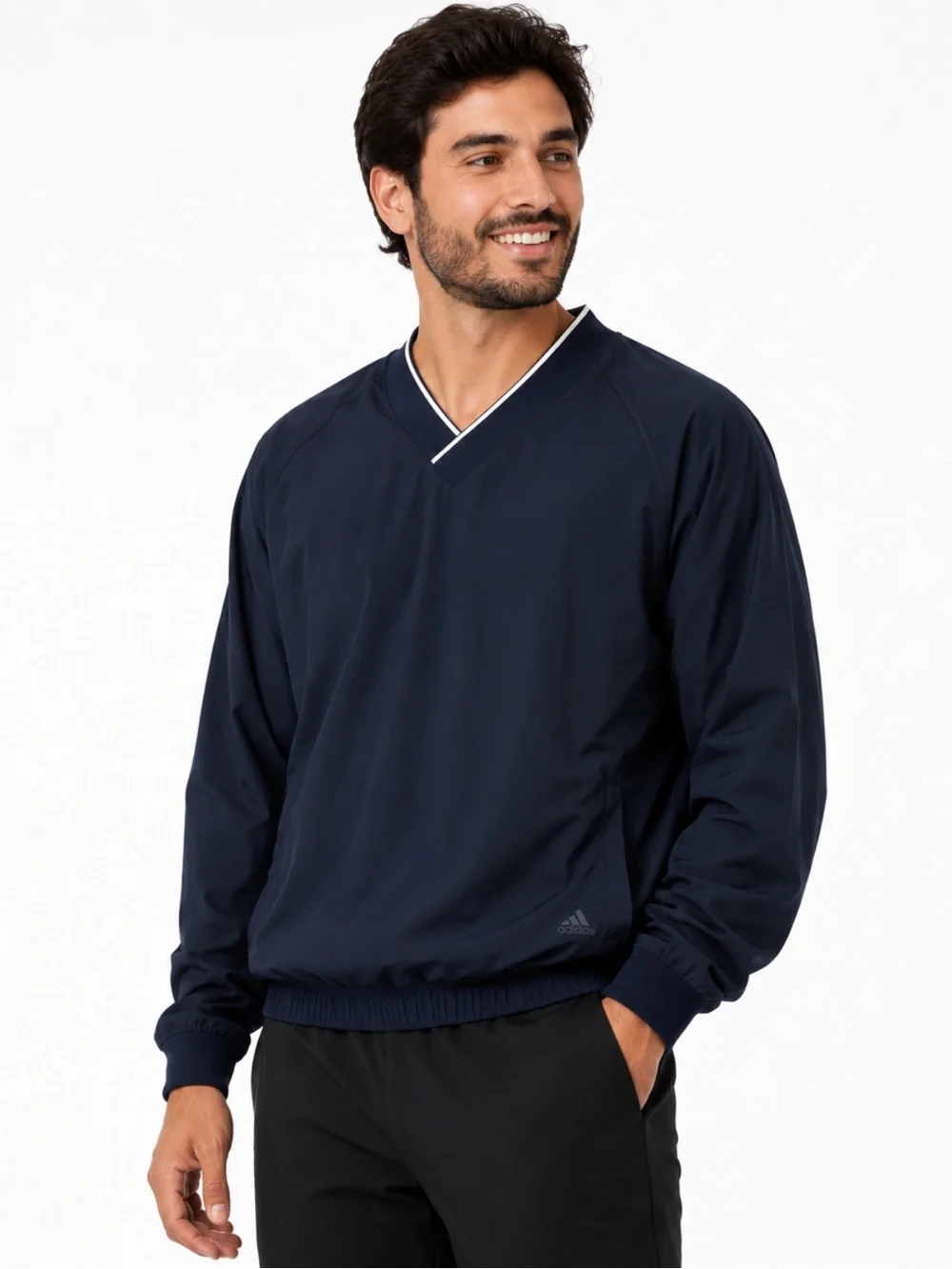 Adidas Men’s V-Neck Pullover Windbreaker Jacket Navy Golf Athletic - Size XL